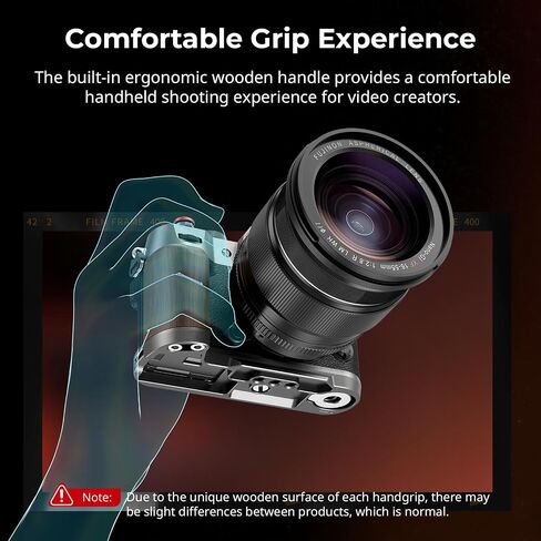 SMALLRIG X-T50 Handgrip, Wooden L-Shape Grip for FUJIFILM X-T50 Camera, Built-in Quick Release Plate for Arca, with Shutter Button and Hot Shoe Cover, Charcoal Silver - 4736 in Saudi Arabia