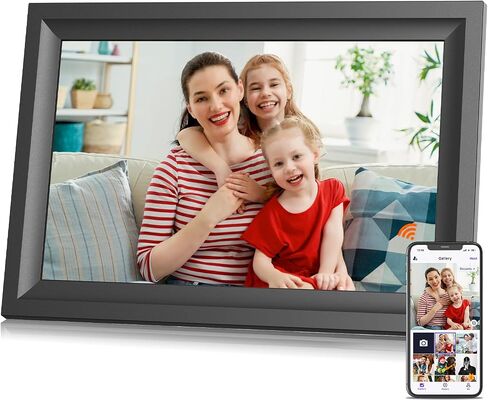 إطار صور رقمي 10.1 بوصة إطار صور رقمي واي فاي، شاشة لمس عالية الدقة 1280 * 800، تخزين 16 جيجابايت، عرض شرائح يدور تلقائيًا، مثبت على الحائط، مشاركة الصور والفيديو على الفور عبر تطبيق الهاتف، أسود in Saudi Arabia