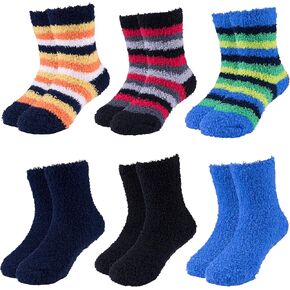 HOT FEET Toddler Crew Warm Thermal 5/6 Pack Socks Soft Thick Brushing, 2-4 Y (7-10 US) 5 Pack