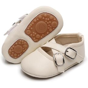 HONGTEYA Baby Moccasins with Rubber Sole&Soft Sole - Flower Print PU Leather Tassel Bow Girls Ballet Dress Shoes for Toddler