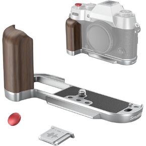 SMALLRIG X-T50 Handgrip, Wooden L-Shape Grip for FUJIFILM X-T50 Camera, Built-in Quick Release Plate for Arca, with Shutter Button and Hot Shoe Cover, Charcoal Silver - 4736