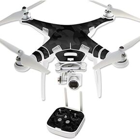 MightySkins Skin Compatible with DJI Phantom 3 Professional or Advanced Quadcopter Drone wrap Cover Sticker Skins Black Camo