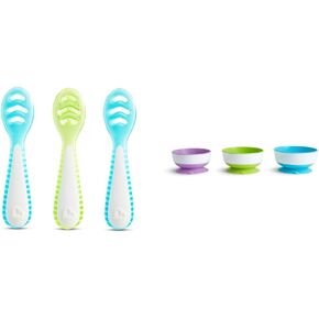 طقم ملاعق أولية متعددة المراحل من Munchkin® Gentle Dip™ لفطام الطفل، تغذية ذاتية، مواد صلبة ومهروسة، 3 عبوات، أزرق/أخضر in Kuwait