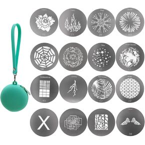 16Pcs Round Gobos Kit for Optical Snoot,66mm/2.6in Metal Plate Patterns for Spotlight Attachment Compatible with Godox BFP/OT1/OT1 Pro/II/Westcott Optical Spot,for Portraits/Product/Food/YouTube