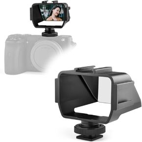 Vlog Selfie Mirror Flip Screen for Mirrorless Camera, Reverse Mirror with 3 ColdShoe Mounts for Sony A7III A7II A6000/A6300/A6500 Fujifilm XT20 xt30 XT2 XT3 Canon Nikon Panasonic Cameras