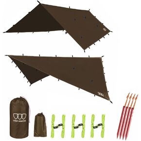 Gold Armour Rainfly Tarp Hammock, Premium 14.7ft/12ft/10ft/8ft Rain Fly Cover, Waterproof Ultralight Camping Shelter Canopy, Survival Equipment Gear Camping Tent Accessories (OD Green 12ft x 10ft) in Kuwait