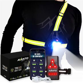 AVANTO Triple Beam Chest Light, Original, 500 Lumen Outdoors LED Night Running Lights for Runners and Joggers, Dog Walkers, Long 5-7h Usetime, Strong USB Rechargeable 2200mAh Battery, Reflective Vest