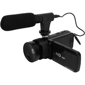 1080P Video Camera, 16MP 16X Digital Zoom Vlogging Camera with 2.4 Inch Flip Screen, Wide Angle Digital Camera with Microphone, Portable Travel Video Camcorder for Photography (US