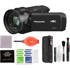 Panasonic HC-VX1 4K Camcorder, 24X LEICA DICOMAR Lens, 1/2.5" BSI Sensor (Black) with Pixel Advanced Accessories Bundle hc-vx1