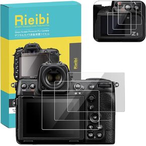 Rieibi (3 Packs) Nikon Z8 Z9 Screen Protector,0.25mm 9H Hardness Tempered Glass Film for Nikon Z8 Z9 Digital Camera with top screen protector