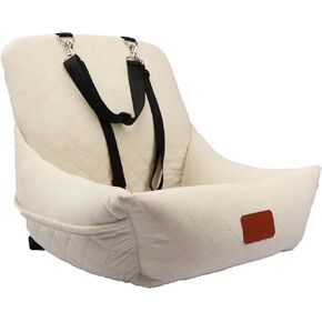 WOOAIDAGG Dog Car Seat for Small Dogs,Ultra-Soft Fabric,2 Storage Pockets & Safety Leash,Adjustable Straps,Easy to Install,Fully Detachable and Washable(Beige) in Kuwait