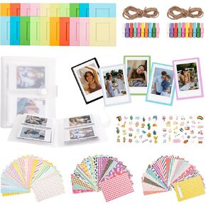 8 in 1-2x3 Photo Accessories Kit Compatible with Fujifilm Instax Mini Film (54x86mm), Magnet Photo Frames/Stickers/Hanging Frames/Photo Album for Instax Mini Photos