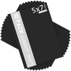 Mat Board Center, 10 Pack 8x8 Black Uncut Mat Boards/Backing Matt Boards for Crafts, Frames, Photos and More