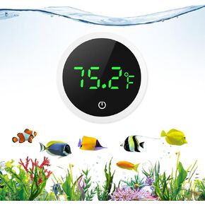JXTZ Aquarium Thermometer, Digital LED Fish Tank Thermometer with Touch Buttons, High Accuracy Stick-on Thermometer, Energy-Saving, Range of 32℉-140°F, for Fish, Axolotl, Turtle, Aquatic, Planted in Kuwait
