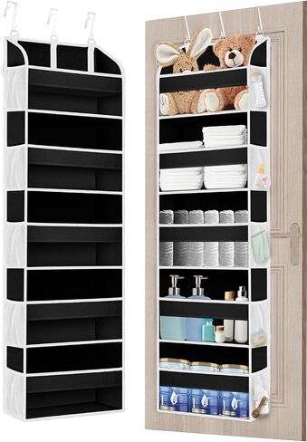 TAHAVICE Over the Door Organizer with Clear PVC Windows & 10 Mesh Pockets | 5-Tier Hanging Storage, Cute Closet Organizer for Makeup, Perfume, Toys, Perfect Pink Room Decor for Girl in Saudi Arabia