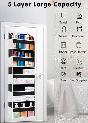 TAHAVICE Over the Door Organizer with Clear PVC Windows & 10 Mesh Pockets | 5-Tier Hanging Storage, Cute Closet Organizer for Makeup, Perfume, Toys, Perfect Pink Room Decor for Girl in Saudi Arabia