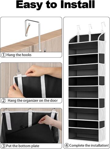 TAHAVICE Over the Door Organizer with Clear PVC Windows & 10 Mesh Pockets | 5-Tier Hanging Storage, Cute Closet Organizer for Makeup, Perfume, Toys, Perfect Pink Room Decor for Girl in Saudi Arabia