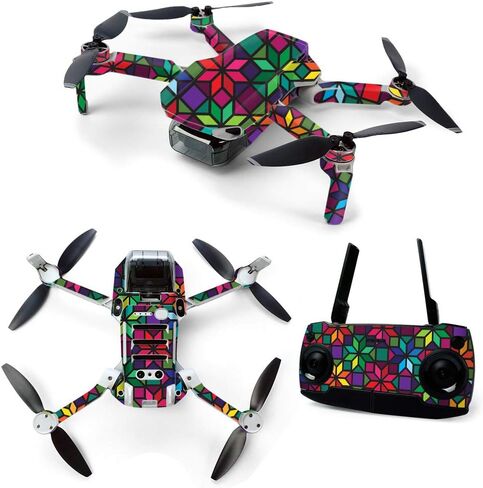 MightySkins Skin for DJI Mavic Mini Portable Drone Quadcopter - Blue Green Polygon | Protective, Durable, and Unique Vinyl Decal wrap cover | Easy To Apply, Remove, and Change Styles | Made in the USA (DJMAVMIN-Blue Green Polygon) in Saudi Arabia