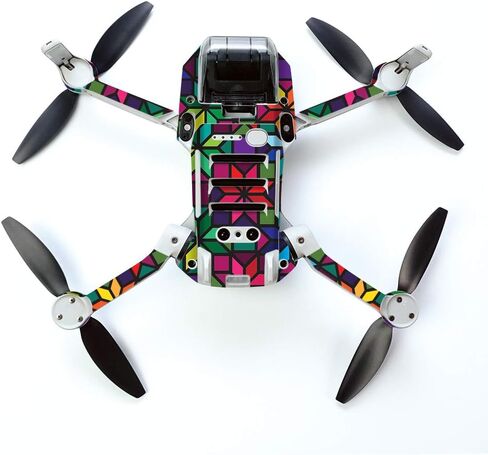 MightySkins Skin for DJI Mavic Mini Portable Drone Quadcopter - Blue Green Polygon | Protective, Durable, and Unique Vinyl Decal wrap cover | Easy To Apply, Remove, and Change Styles | Made in the USA (DJMAVMIN-Blue Green Polygon) in Saudi Arabia