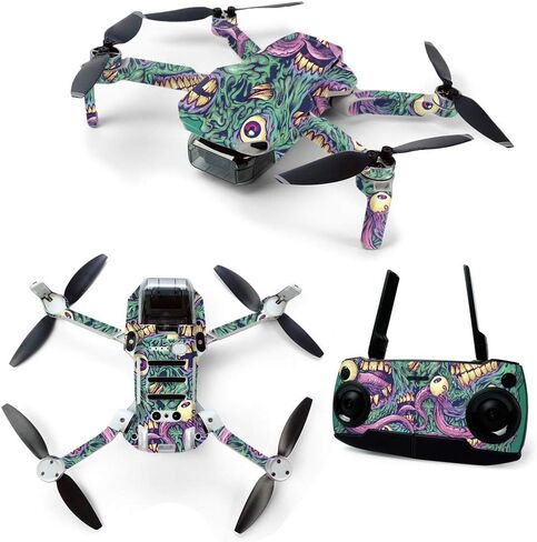 MightySkins Skin for DJI Mavic Mini Portable Drone Quadcopter - Blue Green Polygon | Protective, Durable, and Unique Vinyl Decal wrap cover | Easy To Apply, Remove, and Change Styles | Made in the USA (DJMAVMIN-Blue Green Polygon) in Saudi Arabia