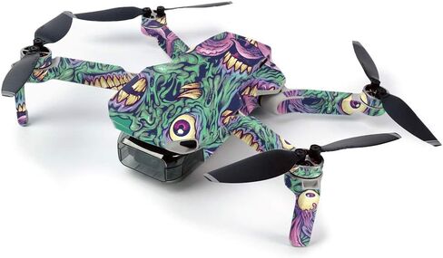 MightySkins Skin for DJI Mavic Mini Portable Drone Quadcopter - Blue Green Polygon | Protective, Durable, and Unique Vinyl Decal wrap cover | Easy To Apply, Remove, and Change Styles | Made in the USA (DJMAVMIN-Blue Green Polygon) in Saudi Arabia