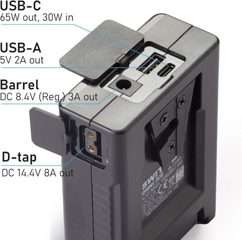 SWIT OMNI-50S V Mount Battery, 50Wh 3.45Ah 14.4V, Mini V Lock Battery with 100W BP, D-TAP, 65W USB-C, 5V─2A USB-A and 5V─2A DC Port, OLED Screen, for Camera, Camcorder, Monitor, Filmmaker in Saudi Arabia
