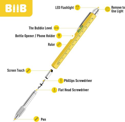 BIIB Birthday Gifts for Men, 9 in 1 Multitool Pen Gifts for Men, Stocking Stuffers for Adults Men, Mens Gifts for Dad Husband, Dad Gifts for Him, Gifts for Men Who Have Everything, Tools for Men in Kuwait