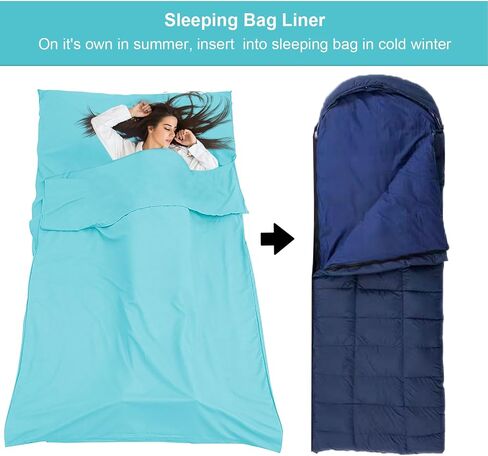 Sleeping Bag Liner,Travel Sheet & Adult Sleep Sack, Camping Sheets Travel Sleep Sack for Backpacking,Hotels & Hostels -Lightweight Single &Double Travel Sheet Camping Sheets in Kuwait