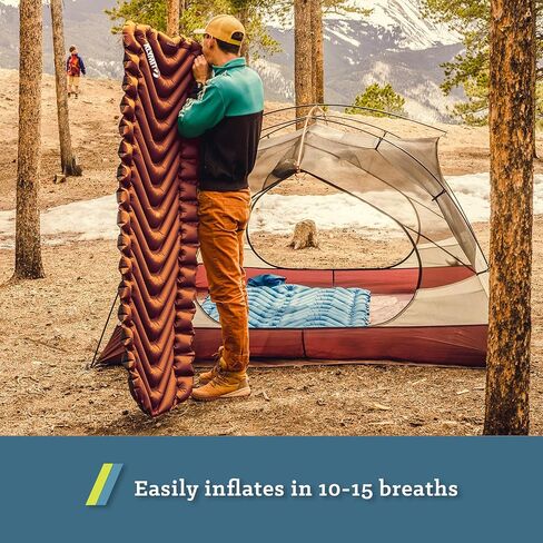 KLYMIT Static V Lightweight Inflatable Sleeping Pad | Comfortable, Lightweight, Easy to Inflate Portable Air Bed Mattress for Camping, Backpacking and Hiking — Green in Kuwait