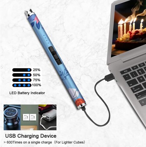 SUPRUS Lighter Electric Candle USB Type C Rechargeable Lighter with Upgraded LED Battery Display Safety Switch Flameless Plasma Windproof for Cooking BBQs Fireworks in Kuwait
