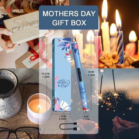 SUPRUS Lighter Electric Candle USB Type C Rechargeable Lighter with Upgraded LED Battery Display Safety Switch Flameless Plasma Windproof for Cooking BBQs Fireworks in Kuwait