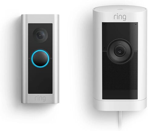 جرس باب سلكي من رينج مع كاميرا Ring Stick Up Cam Pro، باللون الأبيض in Kuwait