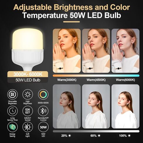 طقم إضاءة Softbox الاحترافي من EMART، صندوق ناعم مقاس 16 × 16 بوصة (مع قفازات) | مجموعة إضاءة LED بقدرة 50 وات 3000-6000 كلفن مع جهاز تحكم عن بعد، مجموعة إضاءة التصوير الفوتوغرافي Softbox للصور الشخصية وتسجيل الفيديو والبث المباشر (عبوة واحدة) in Saudi Arabia
