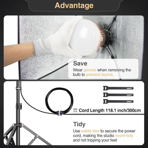 طقم إضاءة Softbox الاحترافي من EMART، صندوق ناعم مقاس 16 × 16 بوصة (مع قفازات) | مجموعة إضاءة LED بقدرة 50 وات 3000-6000 كلفن مع جهاز تحكم عن بعد، مجموعة إضاءة التصوير الفوتوغرافي Softbox للصور الشخصية وتسجيل الفيديو والبث المباشر (عبوة واحدة) in Saudi Arabia
