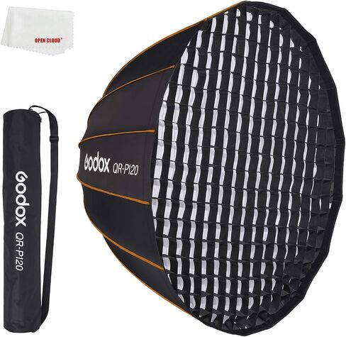 Godox QR-P70 70 cm QR-P90 90 cm QR-P120 120 cm Quick Release Parabolic Deep Softbox + Honeycomb Grid for Bowens Mount Studio Flash (Godox QR-P120 + Honeycomb Grid) in Saudi Arabia