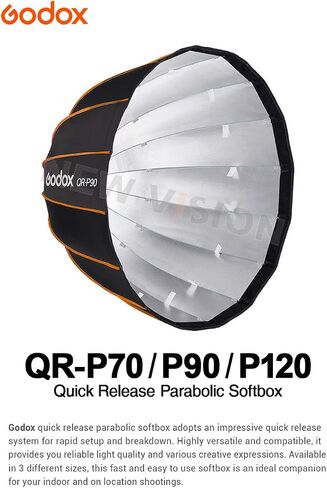 Godox QR-P70 70 cm QR-P90 90 cm QR-P120 120 cm Quick Release Parabolic Deep Softbox + Honeycomb Grid for Bowens Mount Studio Flash (Godox QR-P120 + Honeycomb Grid) in Saudi Arabia