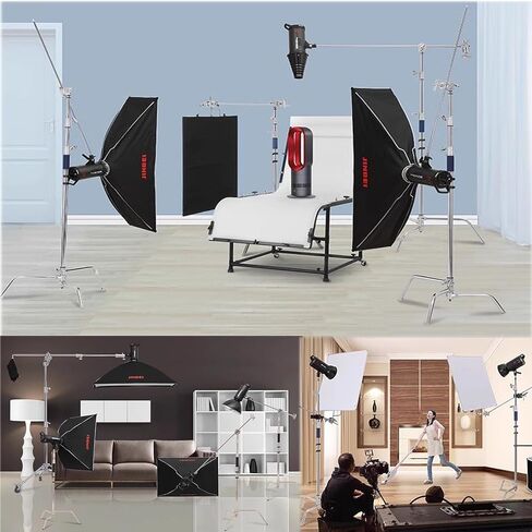 Pro 100% Stainless Steel Heavy Duty C Stand with Boom Arm, 10.8ft/330cm Adjustable Photography Light Stand, 4.2ft/128cm Holding Arm for Studio Monolight Softbox Reflector, Max Load 88lb/40kg in Saudi Arabia