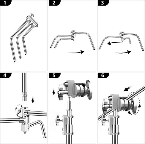 Pro 100% Stainless Steel Heavy Duty C Stand with Boom Arm, 10.8ft/330cm Adjustable Photography Light Stand, 4.2ft/128cm Holding Arm for Studio Monolight Softbox Reflector, Max Load 88lb/40kg in Saudi Arabia