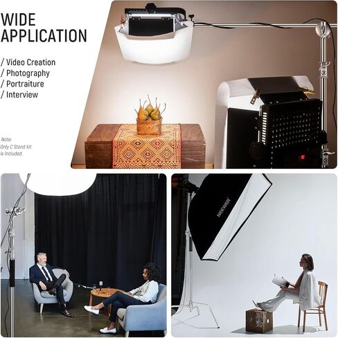 Pro 100% Stainless Steel Heavy Duty C Stand with Boom Arm, 10.8ft/330cm Adjustable Photography Light Stand, 4.2ft/128cm Holding Arm for Studio Monolight Softbox Reflector, Max Load 88lb/40kg in Saudi Arabia
