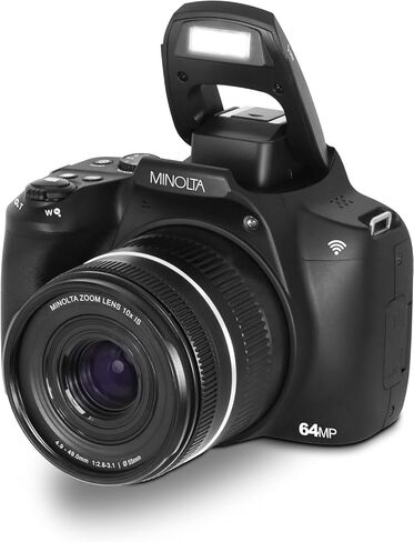 Minolta 64 Mega Pixels Auto Focus Digital Camera with 10x Optical Zoom,4K Ultra HD Video and Macro Shooting, Bundle with 32 GB Memory Card + Vlogging Tripod + Cleaning kit + More Accessories - Purple in Kuwait