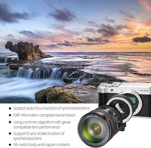 محول عدسة EF-FX AF يعمل لعدسة Canon EF/EF-S إلى Fujifilm XT3 XT2 XT1 XT30 XT20 XT10 X-E3 XE2 XE2S XE1 X-Pro2/Pro1 X-H1/A1/A2/A3/A5/A10/A20( ملحوظة: ليس لـ XT4 و50 مم f1.4) in Kuwait