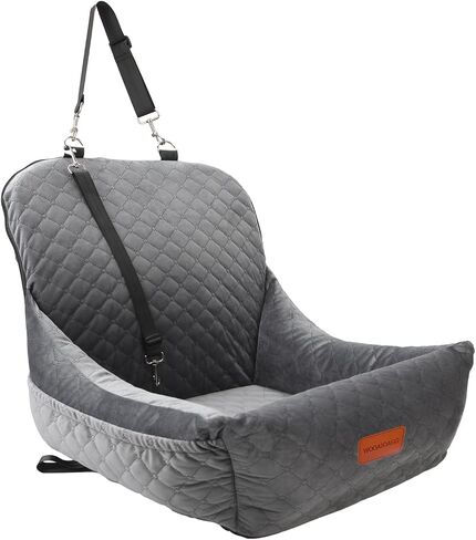 WOOAIDAGG Dog Car Seat for Small Dogs,Ultra-Soft Fabric,2 Storage Pockets & Safety Leash,Adjustable Straps,Easy to Install,Fully Detachable and Washable(Beige) in Saudi Arabia