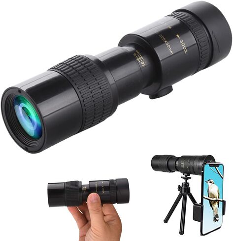 تلسكوب عسكري من القطب الشمالي P9 بتقنية نانو صفيف تكبير 300 مرة، 4K 10-300x40 مم تكبير تليفوتوغرافي فائق رؤية ليلية منخفضة الإضاءة، تلسكوب مقاوم للصدمات/مقاوم للماء/مقاوم للضباب مع دعامة in Saudi Arabia