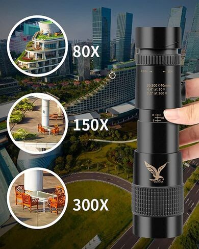 تلسكوب عسكري من القطب الشمالي P9 بتقنية نانو صفيف تكبير 300 مرة، 4K 10-300x40 مم تكبير تليفوتوغرافي فائق رؤية ليلية منخفضة الإضاءة، تلسكوب مقاوم للصدمات/مقاوم للماء/مقاوم للضباب مع دعامة in Saudi Arabia