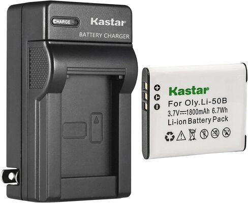 قطعة واحدة من بطارية Kastar وشاحن حائط تيار متردد بديل لـ Olympus Li-50B Traveler SH-25MR، SP-720UZ، SP-800، SP-800UZ، SP-810، SP-810UZ، SP-815UZ، Stylus 1010، Stylus 1020، ستايلس 1030SW، ستايلس 9000 in Kuwait