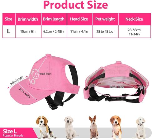 Debei Dog Hat Baseball Sun Trucker قبعة الحيوانات الأليفة للكلاب والقطط (كبيرة) قبعات الحيوانات الأليفة ذات فتحات أذن برباط قابلة للتعديل مع حماية من الأشعة فوق البنفسجية تناسب الكلاب الصغيرة والمتوسطة والكبيرة (أسود) in Kuwait
