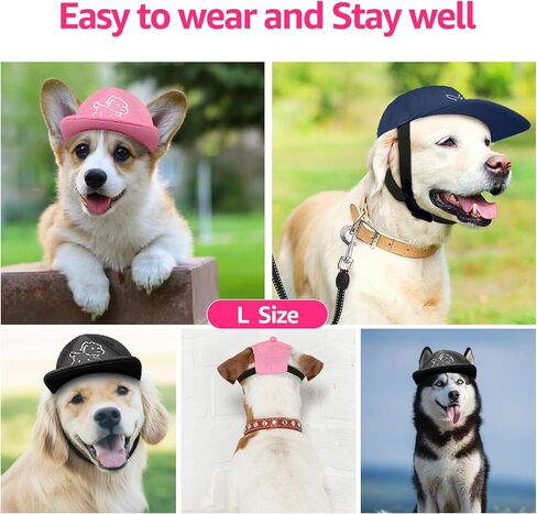 Debei Dog Hat Baseball Sun Trucker قبعة الحيوانات الأليفة للكلاب والقطط (كبيرة) قبعات الحيوانات الأليفة ذات فتحات أذن برباط قابلة للتعديل مع حماية من الأشعة فوق البنفسجية تناسب الكلاب الصغيرة والمتوسطة والكبيرة (أسود) in Kuwait