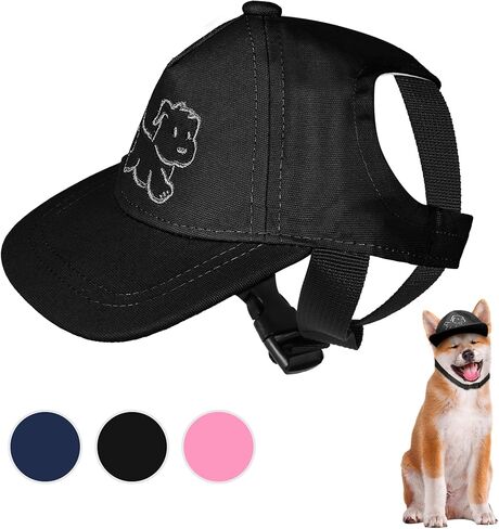 Debei Dog Hat Baseball Sun Trucker قبعة الحيوانات الأليفة للكلاب والقطط (كبيرة) قبعات الحيوانات الأليفة ذات فتحات أذن برباط قابلة للتعديل مع حماية من الأشعة فوق البنفسجية تناسب الكلاب الصغيرة والمتوسطة والكبيرة (أسود) in Kuwait