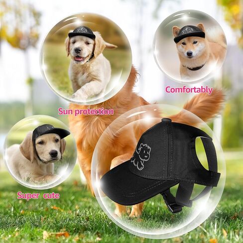 Debei Dog Hat Baseball Sun Trucker قبعة الحيوانات الأليفة للكلاب والقطط (كبيرة) قبعات الحيوانات الأليفة ذات فتحات أذن برباط قابلة للتعديل مع حماية من الأشعة فوق البنفسجية تناسب الكلاب الصغيرة والمتوسطة والكبيرة (أسود) in Kuwait