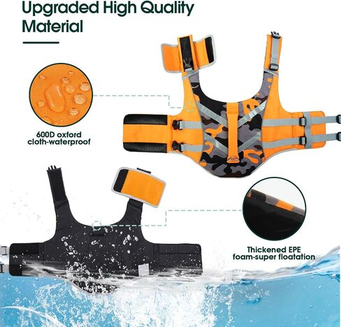 Kuoser Reflective Dog Life Jacket, Dog Life Vest for Swimming Boating in Kuwait